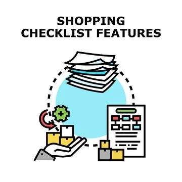 Shopping checklist features for efficient retail management 스톡 일러스트