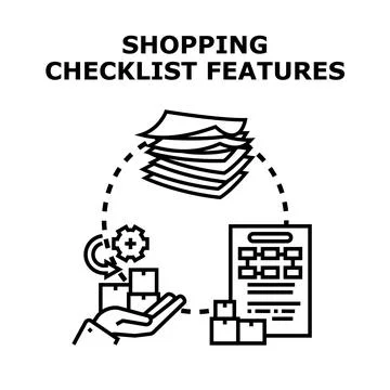 Shopping checklist features for efficient retail management Illustrazione stock