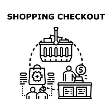 Shopping checkout process at retail store concept Stock Illustration