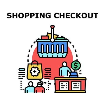 Shopping checkout process at retail store concept Stock Illustration