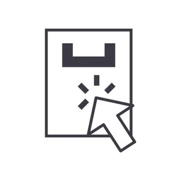 Shopping click vector line icon, sign, illustration on background, editable Stock Illustration