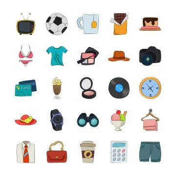 Shopping Colored Vector Icons Stock Illustration