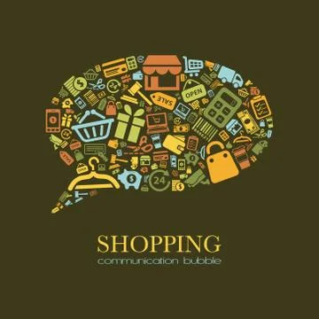 Shopping communication bubble Stock Illustration
