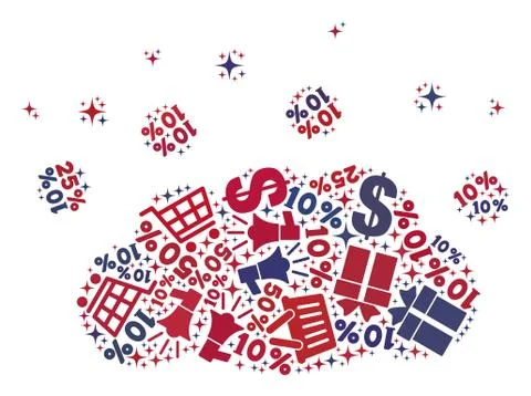 Shopping Composition of Mosaic Cloud Emission Icon Illustrazione stock