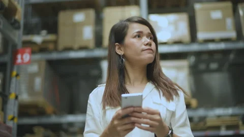 Shopping concept of 4k Resolution. Asian female customer checking price by .. Stock Footage 238482362
