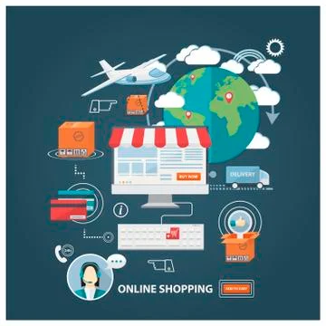 Shopping concept flat Stock Illustration