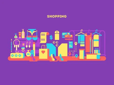 Shopping design flat concept Stock Illustration