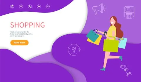 Shopping Development and Coding Laguages Vector Stock Illustration