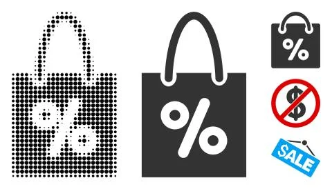 Shopping Discount Halftone and Solid Icon Stock Illustration