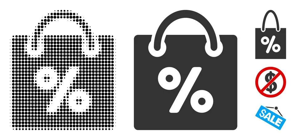 Shopping Discount Halftone and Solid Icon Stock Illustration