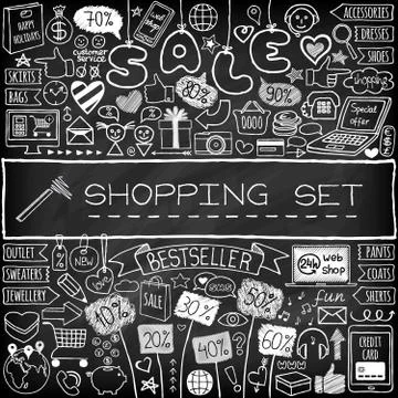Shopping doodle set Stock Illustration