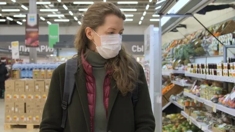 Shopping during virus outbreak Stock Footage 127661248