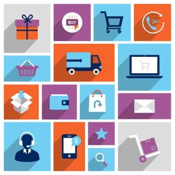 Shopping e-commerce icons Stock Illustration