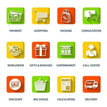 Shopping E-commerce Icons Stockillustratie