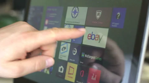 Shopping ebay with touch screen laptop using windows 8 Stock-Footage 36147544