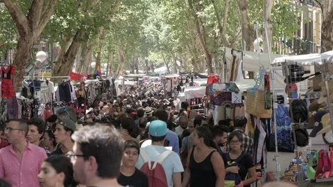 Shopping at El Rastro Stock Footage 82892181