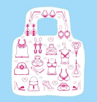 Shopping emblem, the bag shape. Stock Illustration