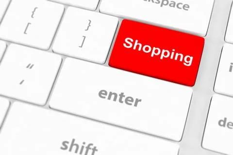 Shopping enter button key on white keyboard Stock Illustration