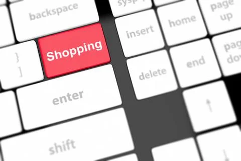 Shopping enter button key on white keyboard Stock Illustration