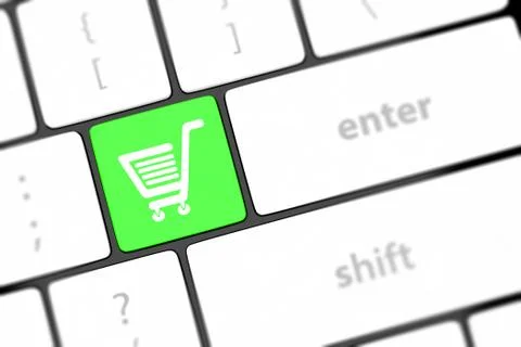 Shopping enter button key on white keyboard Stock Illustration