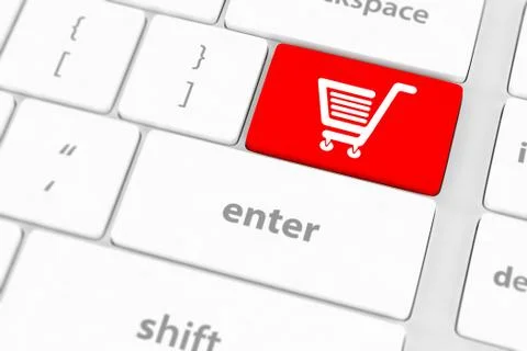 Shopping enter button key on white keyboard Stock Illustration