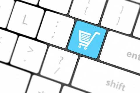 Shopping enter button key on white keyboard Stock Illustration