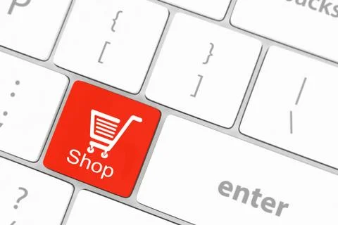 Shopping enter button key on white keyboard Stock Illustration