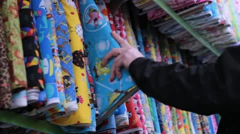 Shopping for Fabric. Stock Footage 22197910