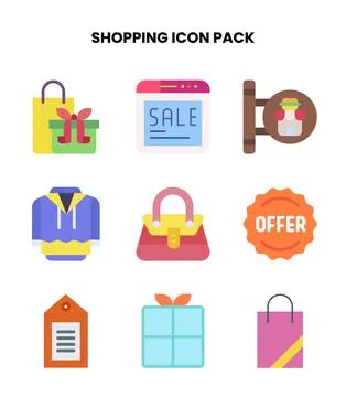 Shopping Flat Bundle Icons Pack Illustration