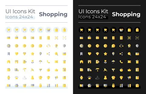 Shopping flat gradient color ui icons set for dark, light mode Stock Illustration