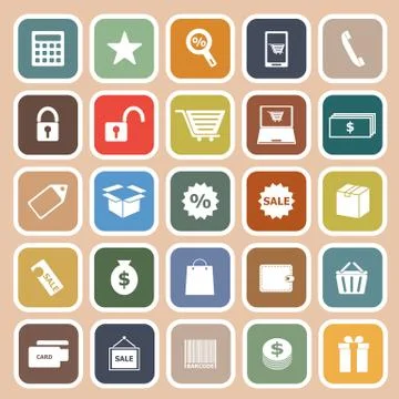 Shopping flat icon on orange background Stock Illustration