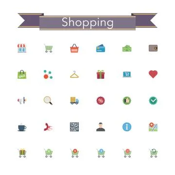 Shopping Flat Icons Stock Illustration