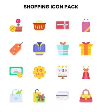 Shopping Flat Set Icons Pack Stock Illustration