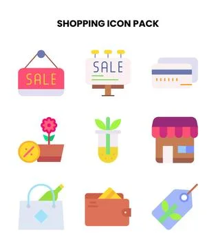 Shopping Flat Set Icons Pack Stock Illustration