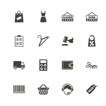 Shopping - Flat Vector Icons Stock Illustration
