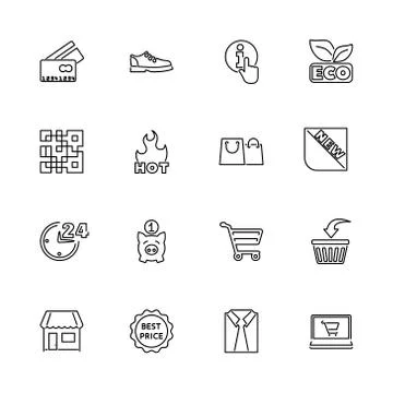 Shopping - Flat Vector Icons Stock Illustration