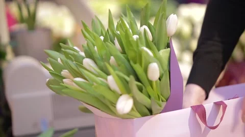Shopping at The Flower Store Stock Footage 143862903