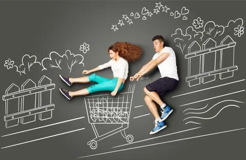 Shopping with fun. Stock Photos