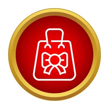Shopping gift bag with bow in red circle Stock Illustration