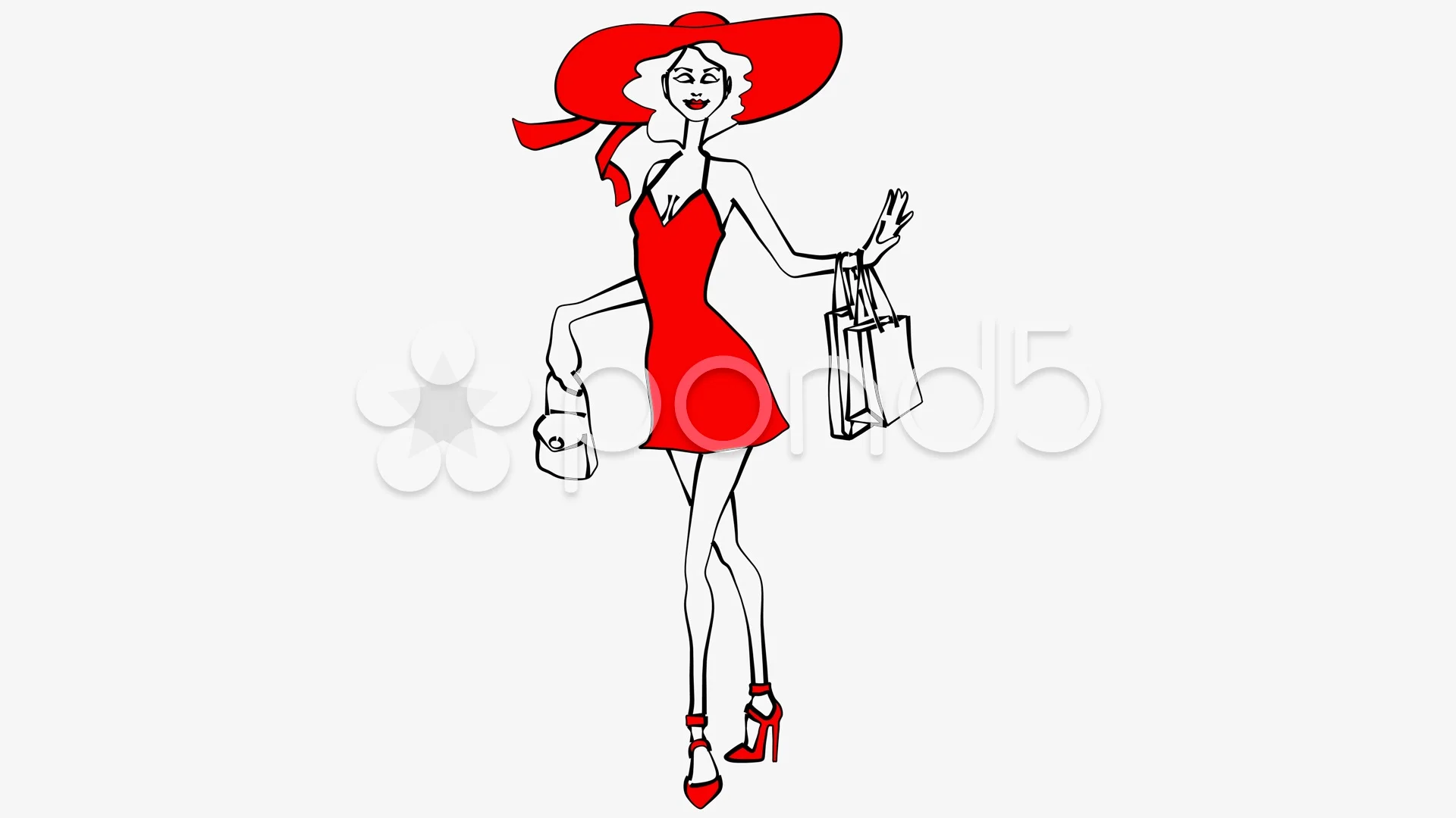 Shopping Lady Icon Colorful Handdrawn Cartoon Sketch-vector Icon