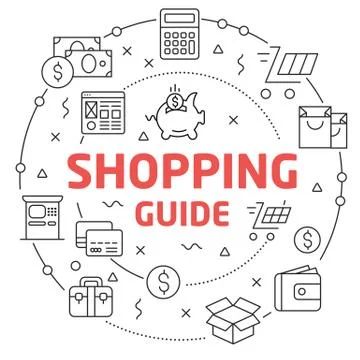 Shopping Guide Linear illustration Stock Illustration