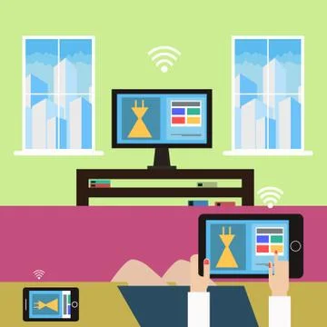 Shopping from home  modern technology Stock Illustration