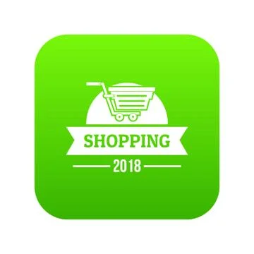 Shopping icon green Illustrazione stock