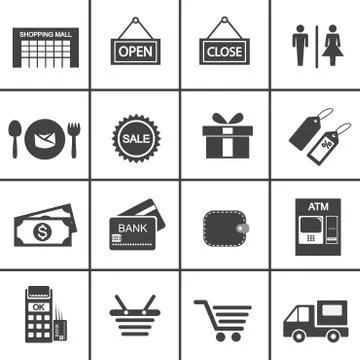 Shopping icon set Illustrazione stock
