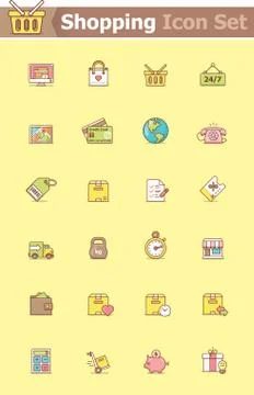 Shopping icon set Illustrazione stock