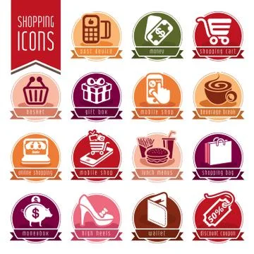 Shopping icon set Stock Illustration