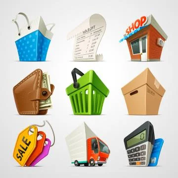Shopping icon set Stock Illustration