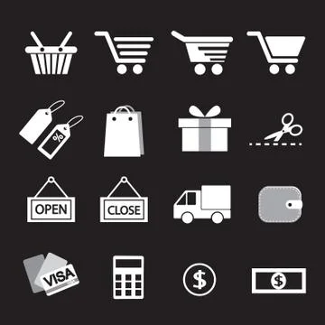Shopping icon set. simplus series Stock Illustration