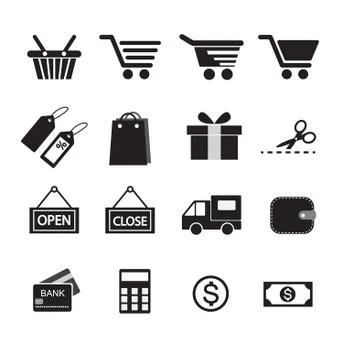 Shopping icon set. simplus series Stock Illustration