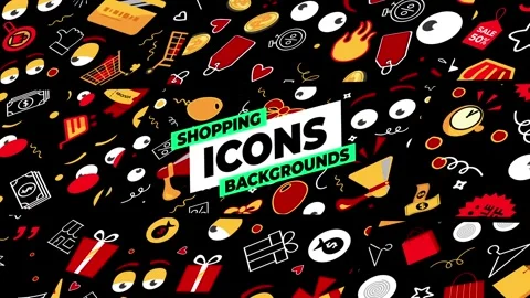 Shopping Icons Backgrounds After Effects stock